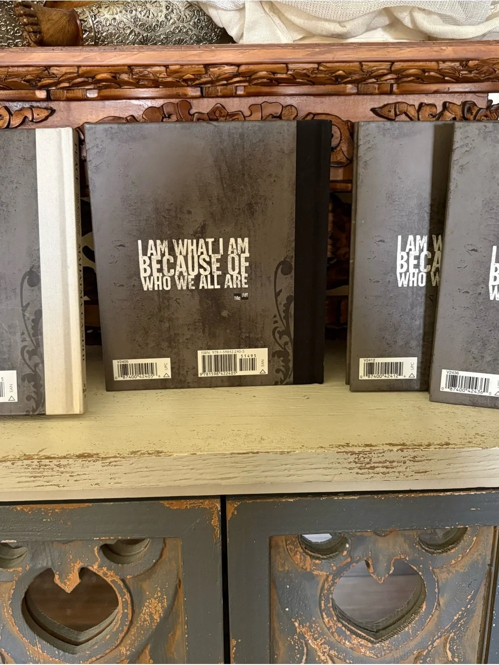 Peace & Love Decorative Book Set - Gray with Blue and White Accents